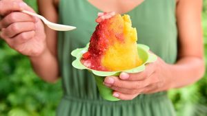 Woman's body and shave ice